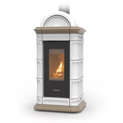 Po�le � bois Thermorossi Lienz Evo Wood Maiolica 10.1kW Blanc Taupe