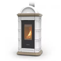 Poêle à bois Thermorossi Lienz Evo Wood Maiolica 10.1kW Blanc Taupe