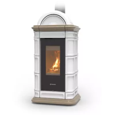 Po�le � bois Thermorossi Lienz Evo Wood Maiolica 10.1kW Blanc Taupe
