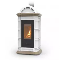 Po&ecirc;le &agrave; bois Thermorossi Lienz Evo Wood Maiolica 10.1kW Blanc Taupe