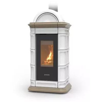 Po�le � bois Thermorossi Lienz Evo Wood Maiolica 10.1kW Blanc Taupe