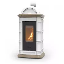 Po&ecirc;le &agrave; bois Thermorossi Lienz Evo Wood Maiolica 10.1kW Blanc Taupe