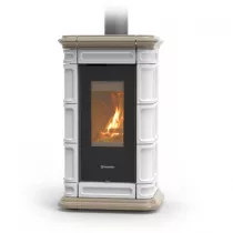 Poêle à bois Thermorossi Saint Moritz Evo Wood Maiolica 10.1kW Blanc Taupe