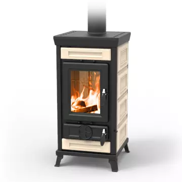 Po�le � bois Thermorossi Sofia Evo Maiolica 8.3kW Beige 