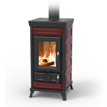 Po�le � bois Thermorossi Sofia Evo Maiolica 8.3kW Bordeaux