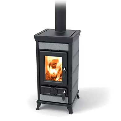 Po�le � bois Thermorossi Sofia Stone 8.3kW Noir mat / pierre Ollaire