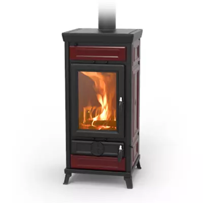 Po�le � bois Thermorossi Vittoria Evo Maiolica 13.2kW Bordeaux