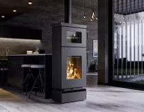 Poêle à bois Thermorossi Zen O 7.7kW Noir mat avec four