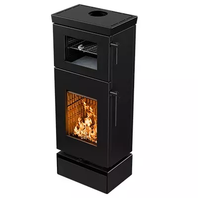 Po�le � bois Thermorossi Zen O 7.7kW Noir mat avec four