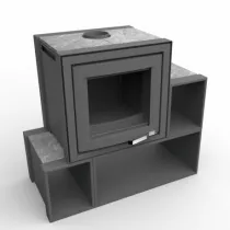 Poêle à bois XP54 BOX MODUL\'air CUBE 8kW Graphite noir - LORFLAM 