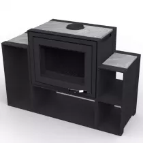 Poêle à bois XP68 BOX MODUL\'air CUBE 11kW Graphite noir - LORFLAM 