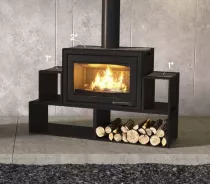 Poêle à bois XP68 BOX MODUL\'air CUBE 11kW Graphite noir - LORFLAM 