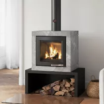 Poêle à bois XS54 BOX Ollaire 8kW Graphite Noir  (porte fonte peinte) - LORFLAM 