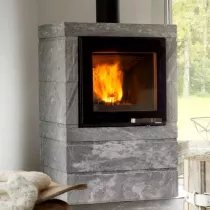 Poêle à bois XS54 BOX Ollaire 8kW Graphite Noir  (porte fonte peinte) - LORFLAM 