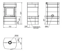 Poêle à bois XS54 BOX Ollaire Rondyline 8kW Graphite Noir (porte fonte peinte) - LORFLAM 