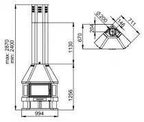 Poêle cheminée à bois Bronpi Lorca-R 14kW Anthracite