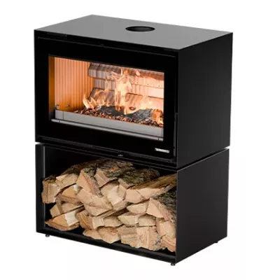 Po�le-chemin�e � bois Thermorossi Fullmoon 10.6kW Noir mat