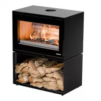 Po&ecirc;le-chemin&eacute;e &agrave; bois Thermorossi Fullmoon 10.6kW Noir mat