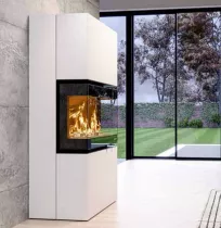 Poêle-cheminée à bois Thermorossi Trilogie 10.6kW Noir mat
