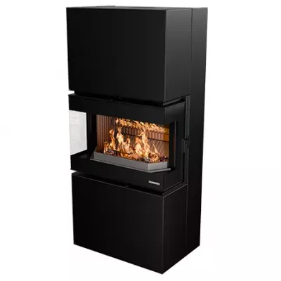 Po�le-chemin�e � bois Thermorossi Trilogie 10.6kW Noir mat