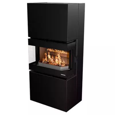 Po�le-chemin�e � bois Thermorossi Trilogie 10.6kW Noir mat