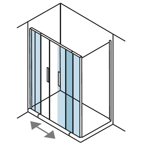 Impériale - Paroi latérale pour porte coulissante/pliante (2 éléments) et  porte battante vers l'intérieur, 1500-2000 mm, Alu argenté, Transparent