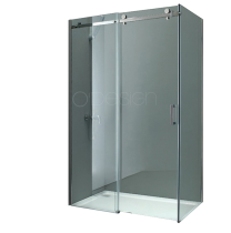 Porte coulissante avec retour fixe Epona 120x90cm verre transparent profilé Chromé - O\'DESIGN Réf. EPO35VTC