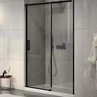 Porte coulissante Contra 120cm verre teint� Gris profil� Noir - JACOB DELAFON R�f. E22C120-BL