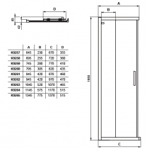 Porte coulissante d\'angle Connect 2 80cm verre transparent profilé Noir mat - Ideal Standard Réf. K9259V3