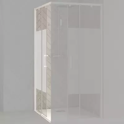 Porte coulissante d\'angle Smart Design A/C 100cm verre Cosmos profil� Blanc / Partie fixe � gauche  - KINEDO R�f. PA90166BCOEG