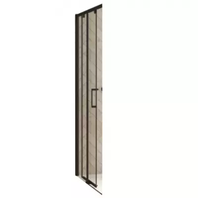Porte coulissante d\'angle Smart Design A/C 120cm verre transparent profil� Noir / Partie fixe � gauche - KINEDO PA90168NTNEG