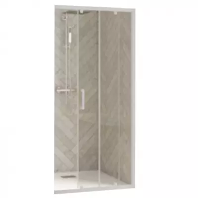 Porte coulissante d\'angle Smart Design A/C 70cm verre transparent profil� Chrom� / Partie fixe � droite - KINEDO R�f. PA90160CTN