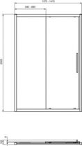 Porte coulissante I.Life 140cm verre transparent profilé Argent brillant - Ideal Standard Réf. T4949EO