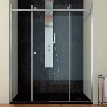 Porte coulissante Kinestyle C 160cm Profil� chrom� Verre Transparent - KINEDO R�f. PA1777CTNE