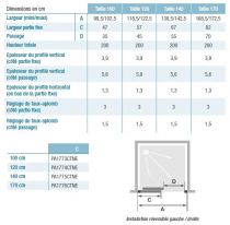 Porte coulissante Kinestyle C 160cm Profilé chromé Verre Transparent - KINEDO Réf. PA1777CTNE