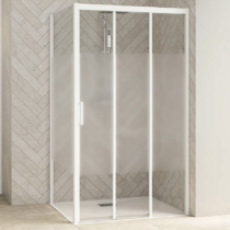 Porte coulissante Smart Design 3V 110cm verre Cosmos profilés Blanc / partie fixe à droite - KINEDO Réf. PA90265BCOED