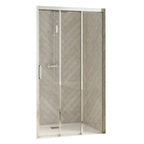 Porte coulissante Smart Design 3V 110cm verre transparent profilés Chromé / partie fixe à droite - KINEDO Réf. PA90265CTNED