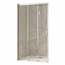 Porte coulissante Smart Design 3V 110cm verre transparent profilés Chromé / partie fixe à gauche - KINEDO Réf. PA90265CTNEG