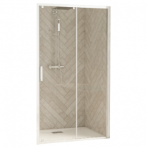 Porte coulissante Smart Design C 100cm verre transparent profilés Blanc- KINEDO Réf. PA90242BTNE