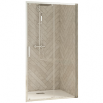 Porte coulissante Smart Design C 120cm verre transparent profilés Chromé - KINEDO Réf. PA90244CTNE