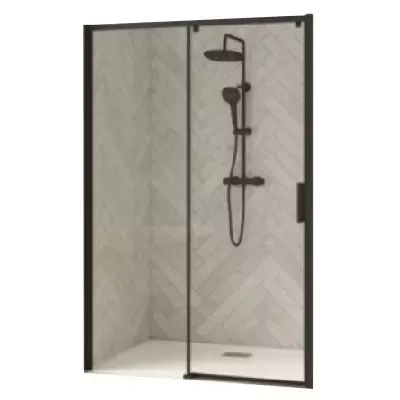 Porte coulissante Smart Design C 120cm verre transparent profil�s Noir / Partie fixe � gauche - KINEDO R�f. PA90114NTNEG