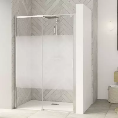 Porte coulissante Smart Design C 127/140cm profil� Chrom� verre Cosmos / partie fixe � gauche - KINEDO R�f. PA9234CCOEG