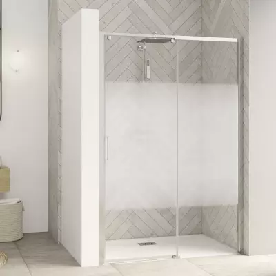 Porte coulissante Smart Design C 137/150cm profil� Chrom� verre Cosmos / partie fixe � droite - KINEDO R�f. PA9235CCOED
