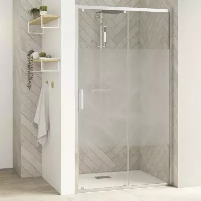 Porte coulissante Smart Design C 150cm verre Cosmos profil�s Chrom� - KINEDO R�f. PA90252CCOE