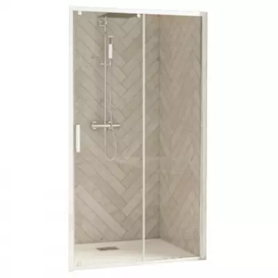 Porte coulissante Smart Design C 150cm verre transparent profil�s Blanc - KINEDO R�f. PA90252BTNE