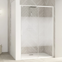 Porte coulissante Smart Design C extensible avec seuil 107/120cm profilé Blanc verre Cosmos  - KINEDO Réf. PA9212BCOE