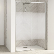 Porte coulissante Smart Design C extensible avec seuil 107/120cm profilé Chromé verre Cosmos  - KINEDO Réf. PA9212CCOE