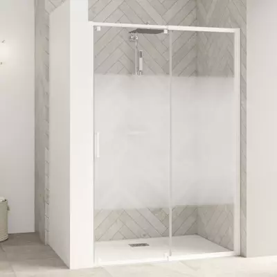 Porte coulissante Smart Design C extensible avec seuil 127/140cm profil� Blanc verre Cosmos - KINEDO R�f. PA9214BCOE