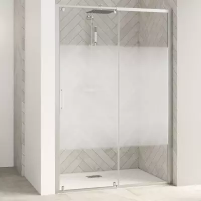 Porte coulissante Smart Design C extensible avec seuil 147/160cm profil� Chrom� verre Cosmos - KINEDO R�f. PA9216CCOE