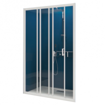 Porte coulissante Smart Express 2V 140cm verre transparent profilés Blanc - KINEDO Réf. PA1965BTNE